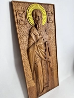 Освященная икона святого Симеона резная из дуба 32.5*14см