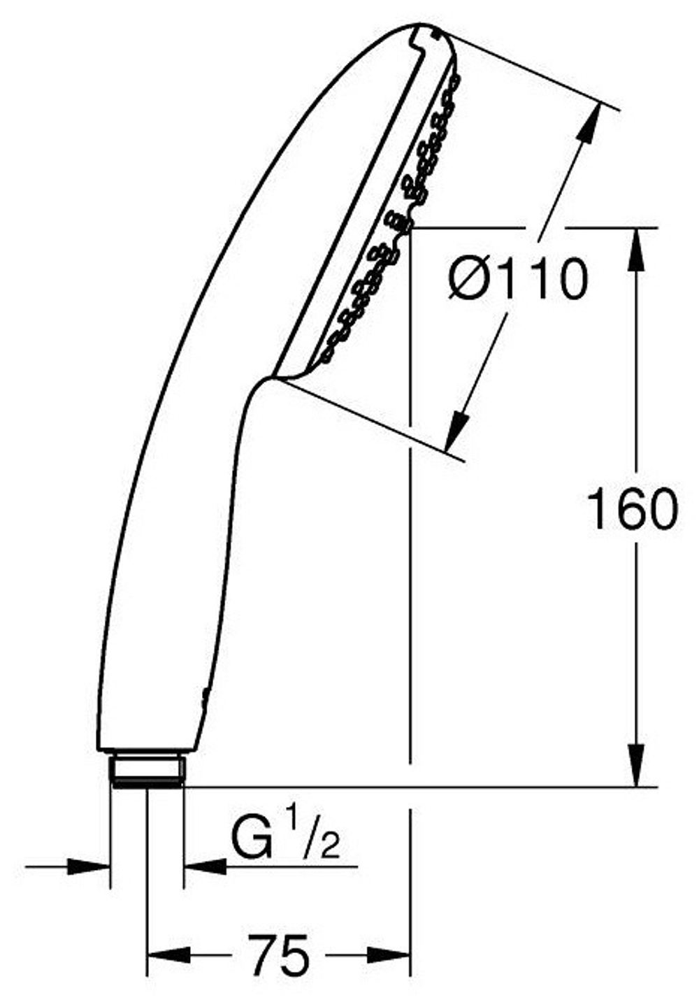 Ручной душ GROHE Tempesta 110, 1 режим струи, 16.6 л/мин, хром (27852003)