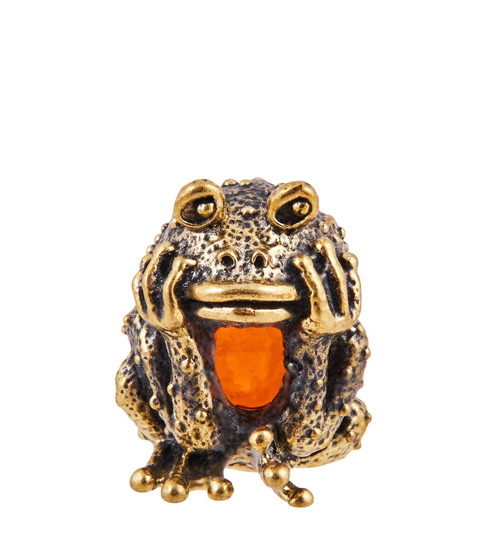 Народные промыслы AM-3692 Фигурка «Лягушка Надоело» (латунь, янтарь)