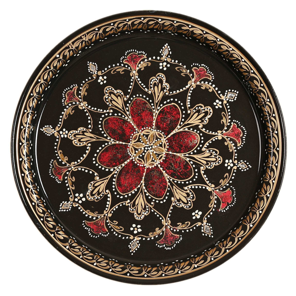 Жостовский поднос орнаментальный декоративный, размер 22 см (A5), металлический