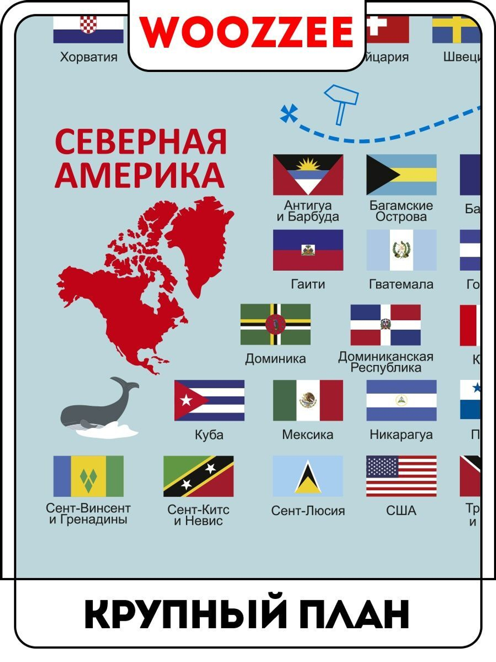 Плакат обучающий "Флаги государств мира по континентам"
