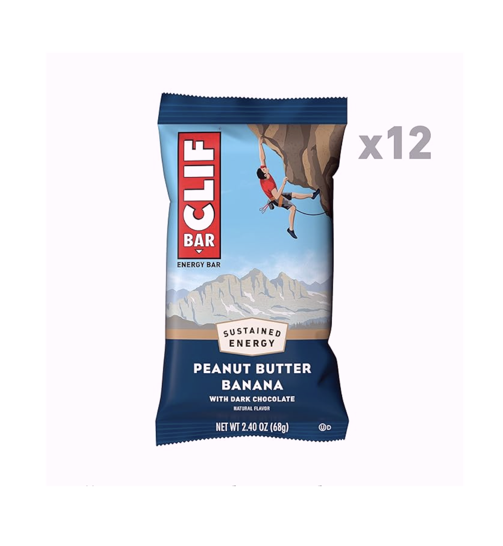 Clif Bar — Протеиновые батончики с бананом , арахисовым маслом и темным шоколадом — Сделано из органического овса — 10 г белка — Без ГМО — На растительной основе — Энергетические батончики