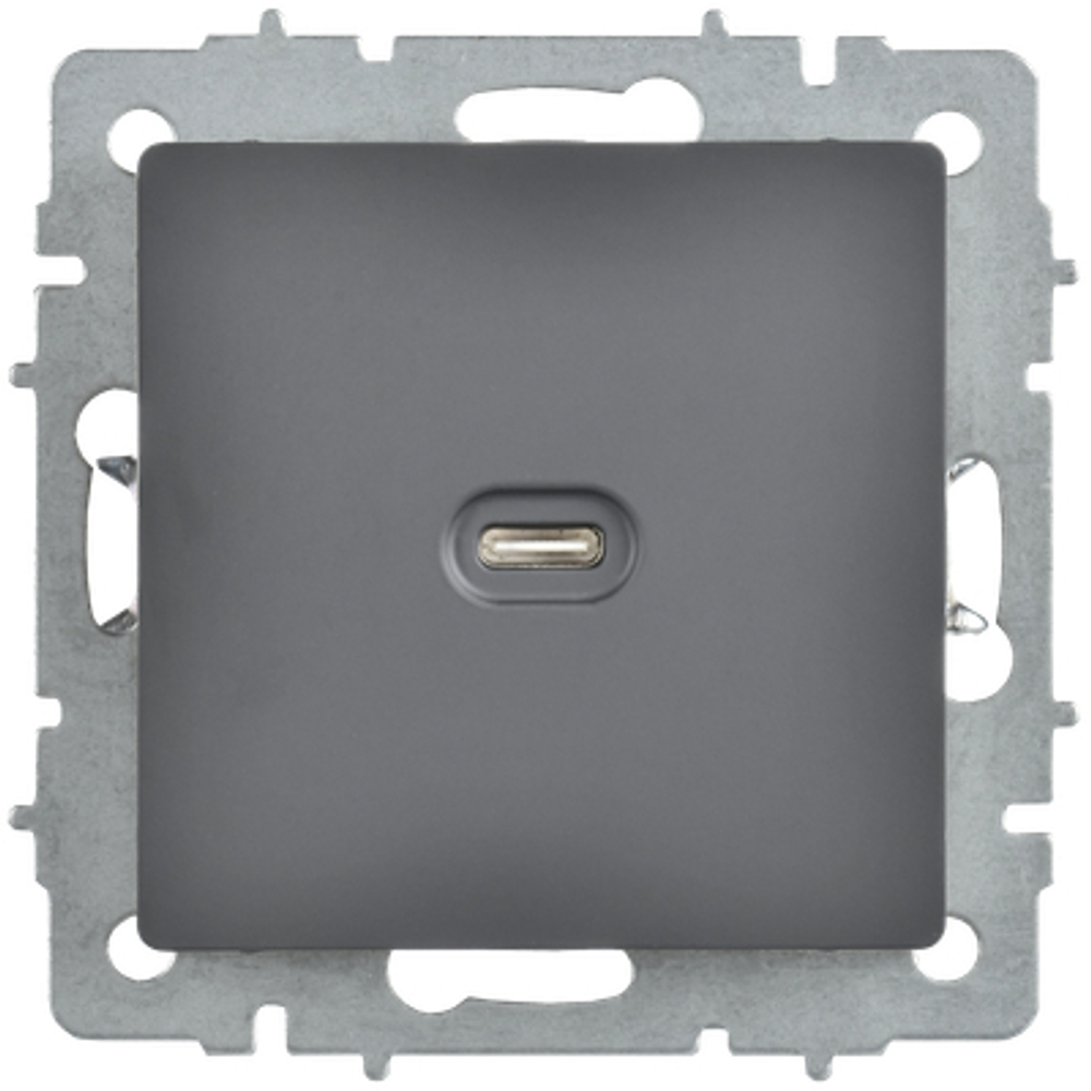 BRITE Розетка USB C 65Вт высокоскоростная зарядка РЮ12-1-БрГ графит IEK