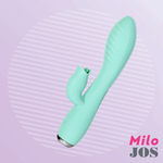 Вибратор с клиторальным стимулятором и язычком Milo мятный 20 см