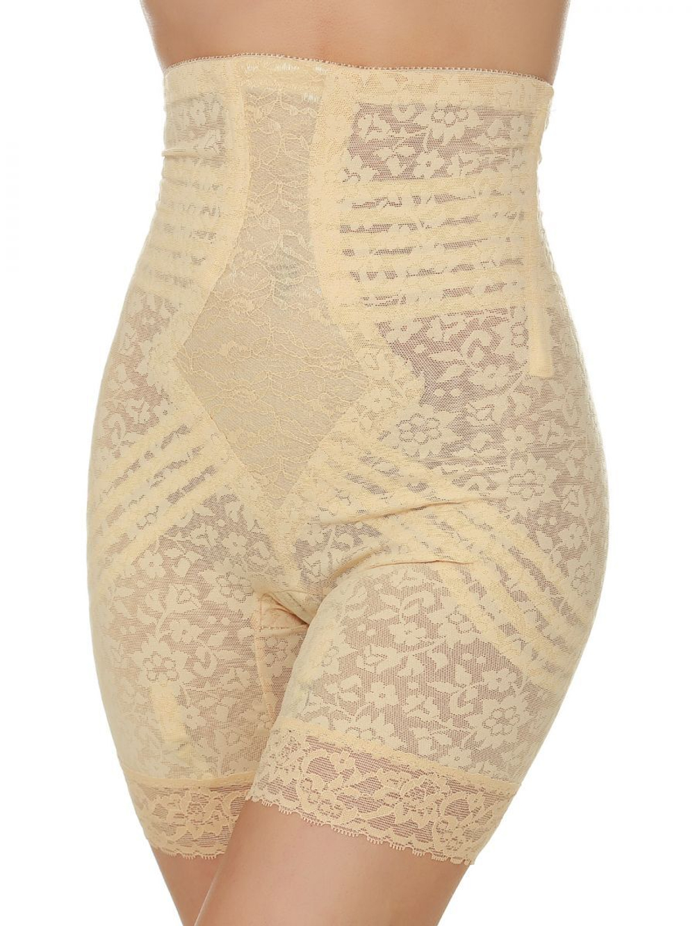Корсетные панталоны с высокой линией талии (Размер: XL) (Цвет: бежевый)