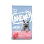 Сухой корм для взрослых кошек и котов с говядиной AlphaPet MENU