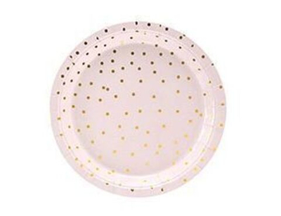Тарелка Горошек Gold розовая 18см 6шт/PD