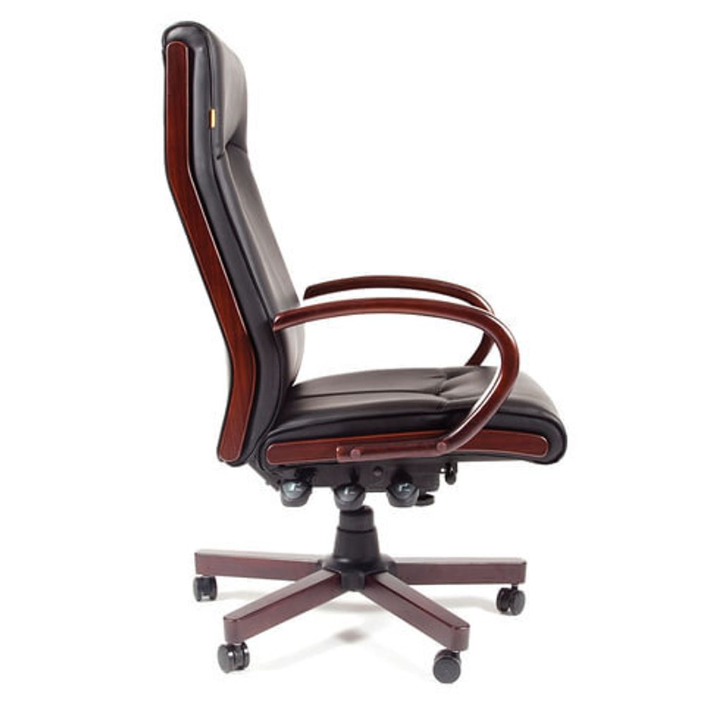 Кресло офисное "Элегант", СН 411, экокожа, дерево, черное, 7001364