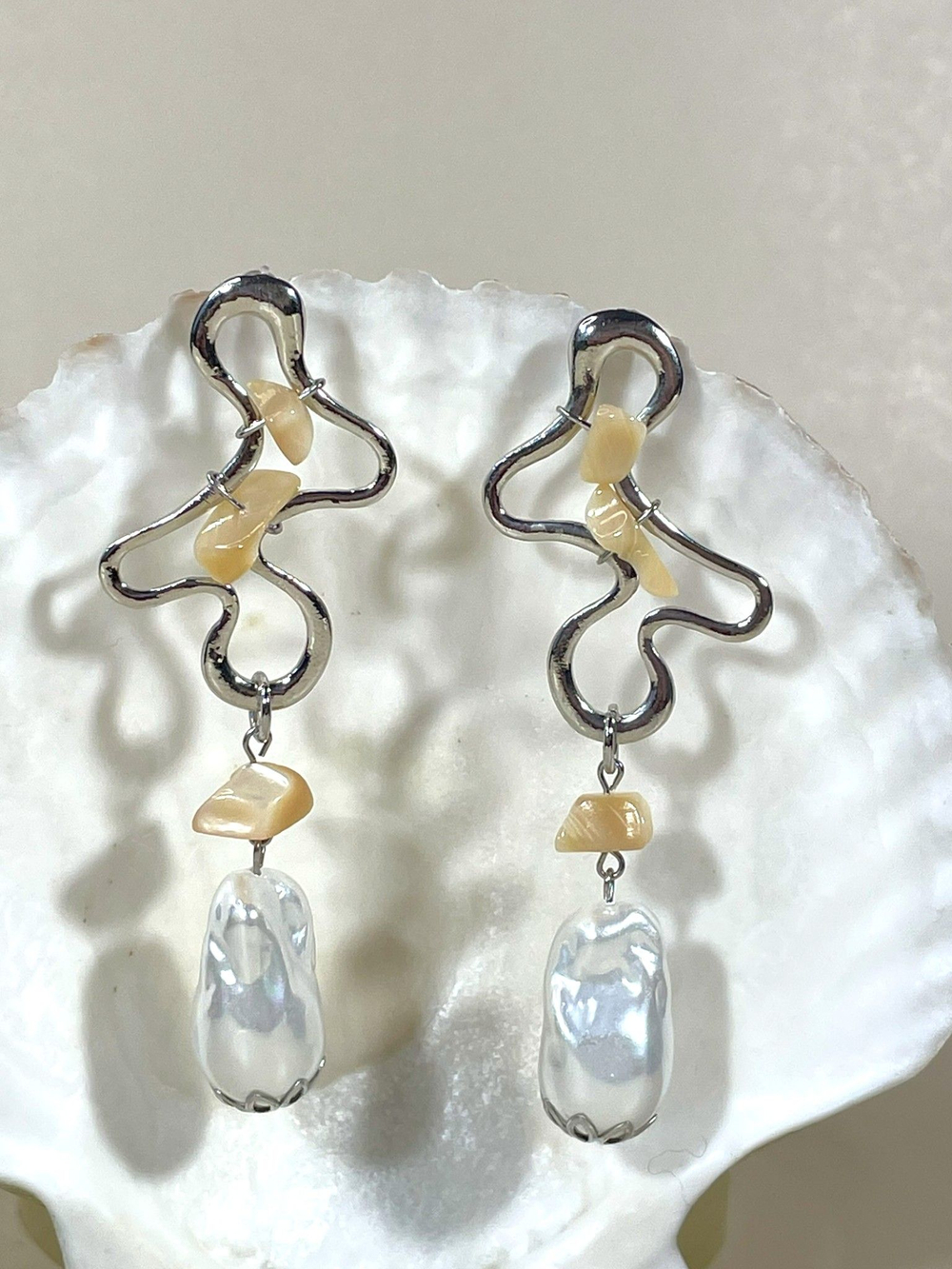 Серьги Морская история, Перламутр и Жемчуг