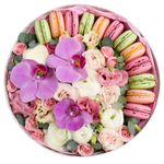 Упаковка "Шайба" принт розы с окном д 16 высота 7см