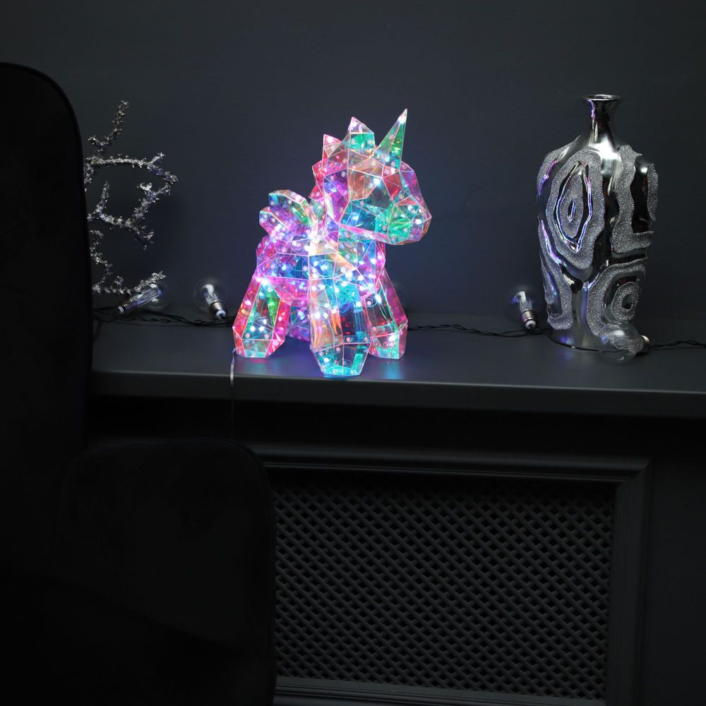 ULD-R503 USB-RGB UNICORN Светильник декоративный Единорог. с USB проводом. 60 светодиодов. RGB свет. Цвет корпуса радужный. TM Uniel