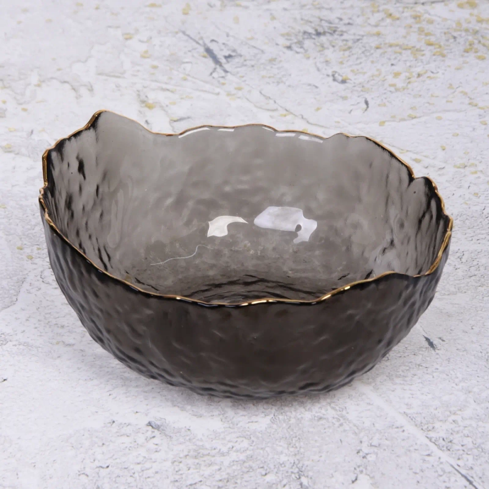 Салатник стеклянный «ICE CRYSTAL» 16см графит