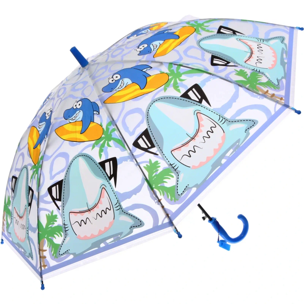 Зонт детский полуавтомат «Акуленок», 8 спиц, d-80см, длина в слож. виде 65см