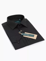 Рубашка на невысокий рост LOW SLIM FIT с длинным рукавом, черная