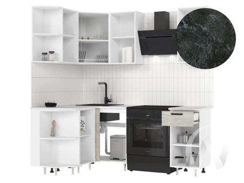 Кухня Рио NEW ЛДСП 2;0х1;3м (белый/дуб крафт белый/кастилло темный)