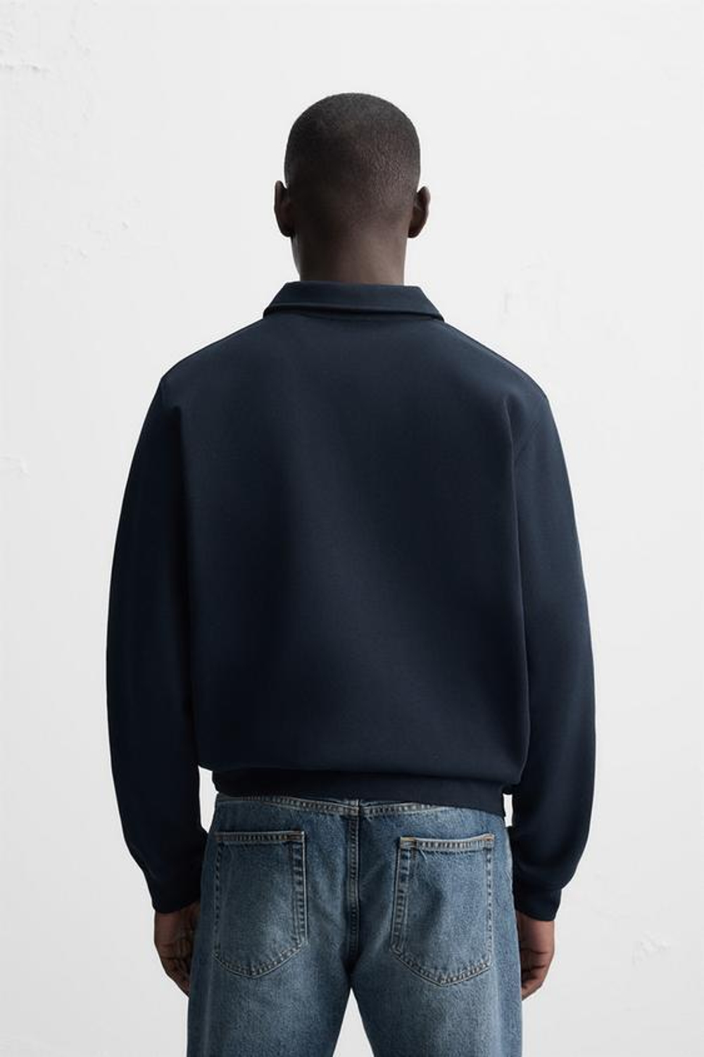 ZARA ПОЛО С ВОРОТНИКОМ НА МОЛНИИ, ТЕМНО-СИНИЙ