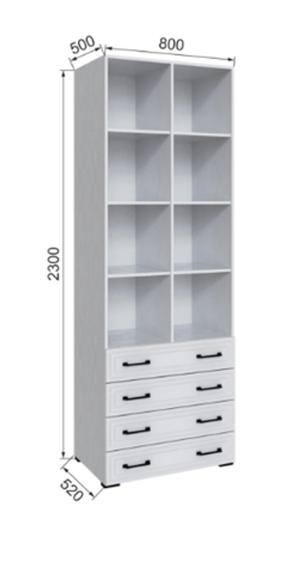 Стеллаж с 4 ящиками Бруклин 80С