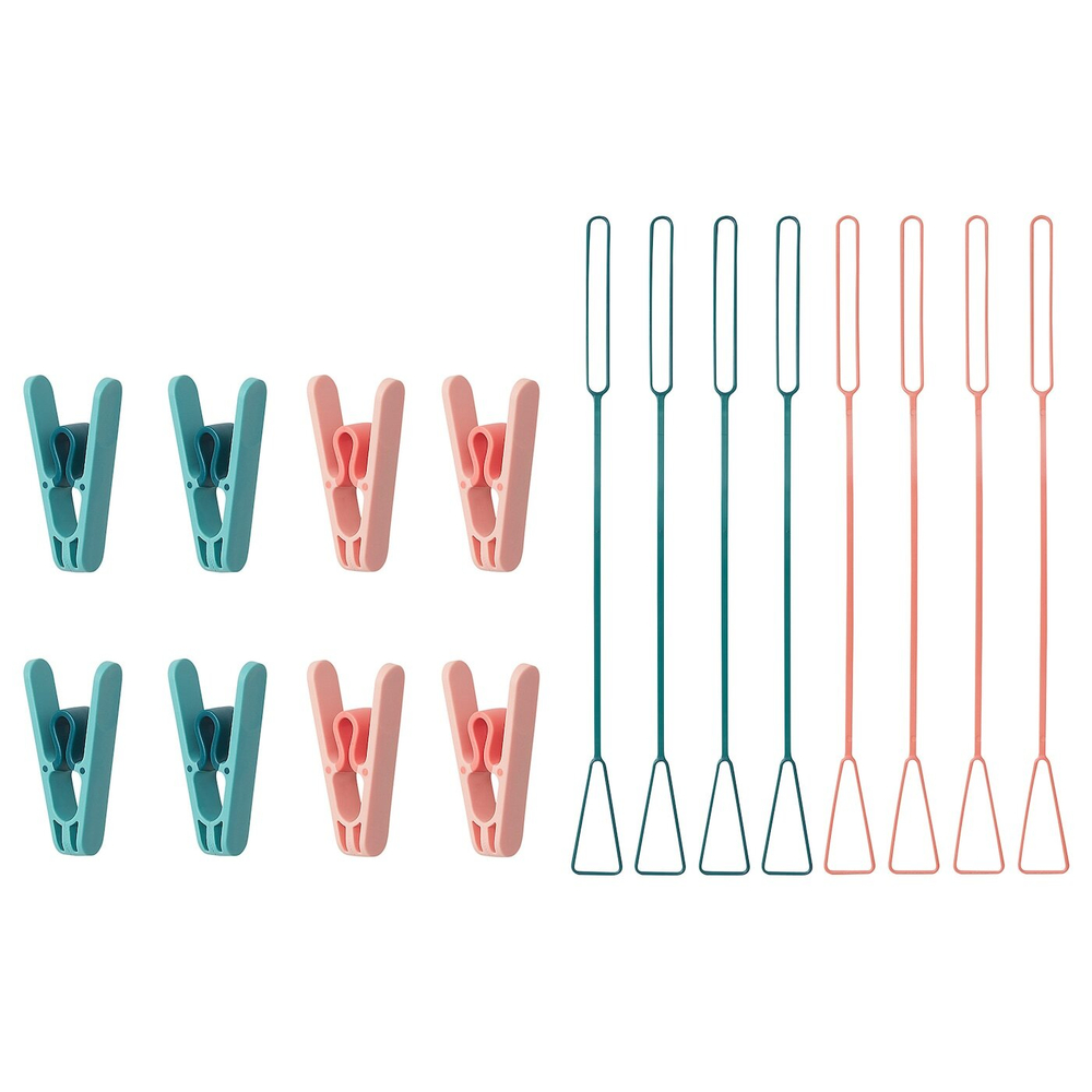 Набор прищепок со шнурками для белья IKEA SLIBB (СЛИББ), Разноцветный, 8 шт