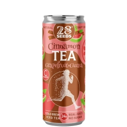 Коричный чай «Колд брю» Грейпфрут и Гуава 28SEEDS, холодный чай с корицей в банке, вид спереди