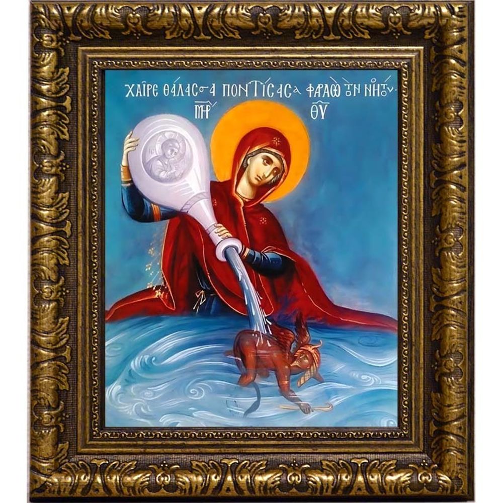 Отгоняющая злые помыслы. Икона Богородицы на холсте.