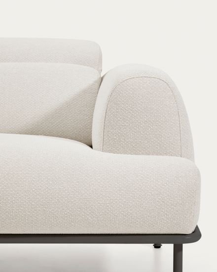 2-местный диван Aurum из шенилла цвета экрю и серого металла 210 см