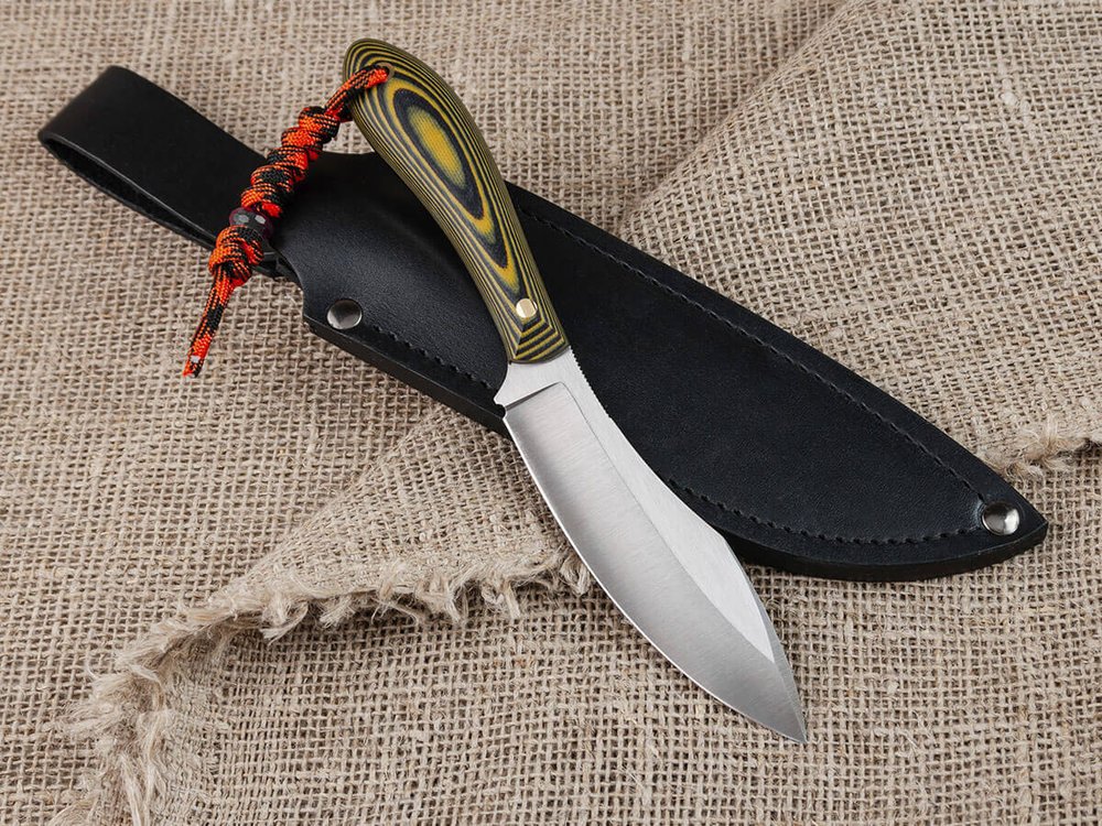 Нож для бушкрафта "Канадец", сталь VG-10/Elmax, рукоять G10 (жёлтая)