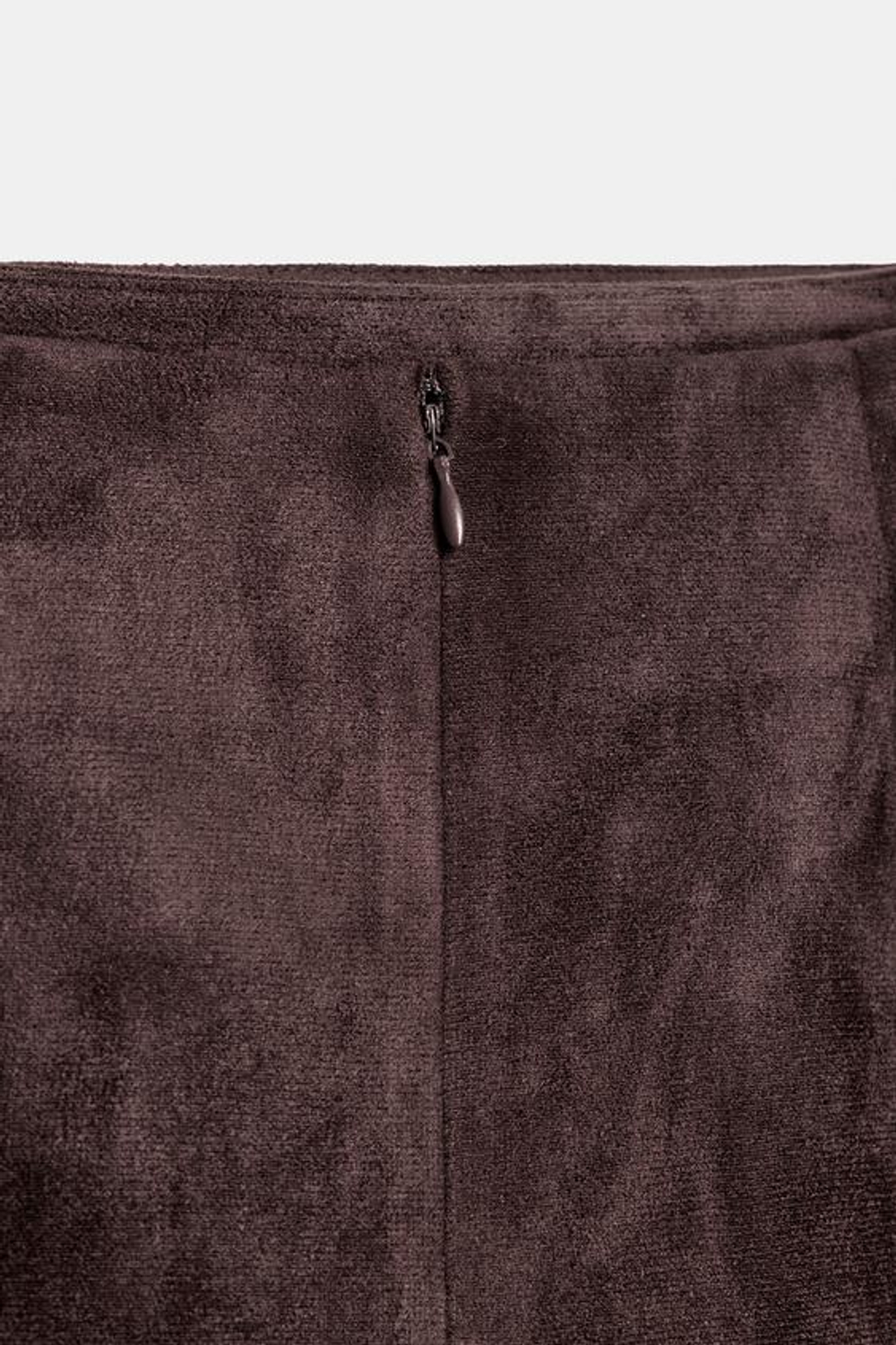 ZARA МИНИ-ЮБКА ИЗ ИСКУССТВЕННОЙ ЗАМШИ С ПРЯЖКОЙ, ШОКОЛАДНО-КОРИЧНЕВЫЙ