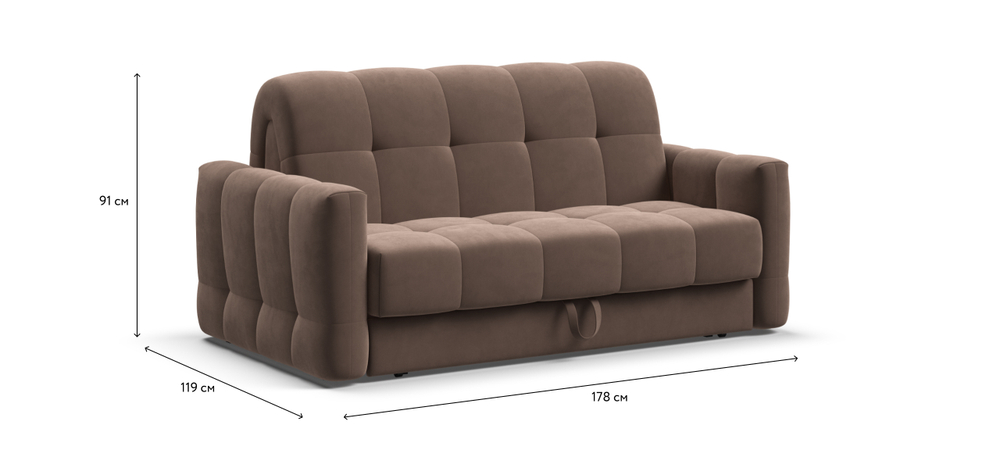 Диван Босс Слип 140 Велюр Монолит мокко