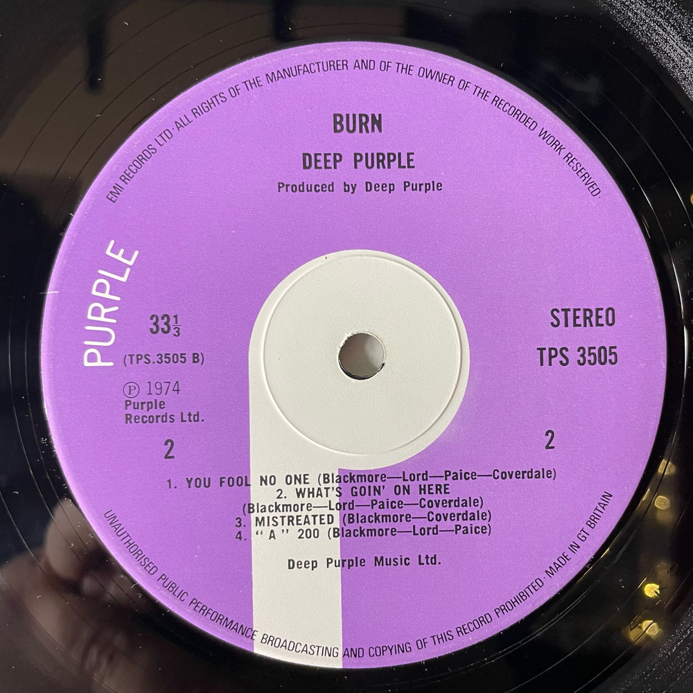 Винтажная виниловая пластинка LP Deep Purple Burn (Англия 1974)