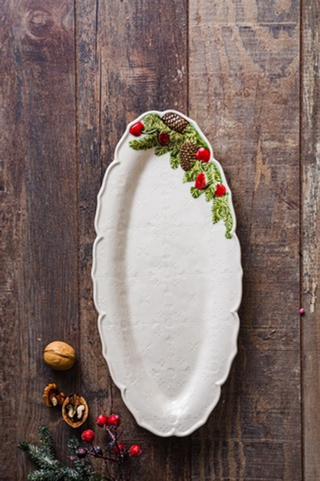 Блюдо овальное Bordallo Pinheiro Рождественская гирлянда 40х19см