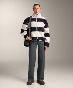 OYSHO Брюки прямого кроя Comfortlux с высокой посадкой, асфальтовый