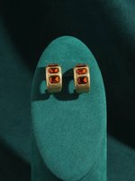 Серьги винтажные Гранат, Золотые