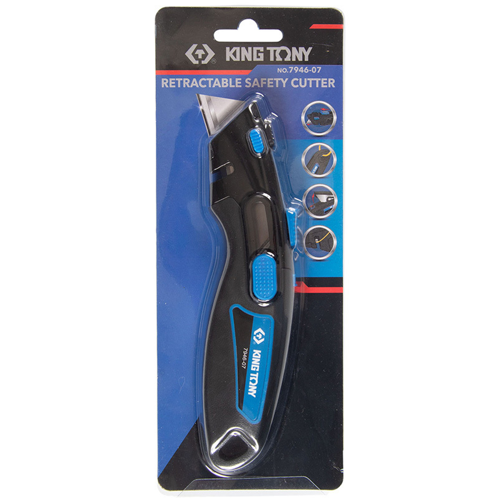 KING TONY (7946-07) Нож со сменными трапециевидными лезвиями, 19 мм