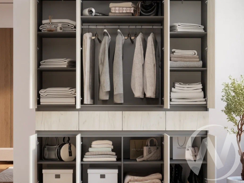 Шкаф 4-х створчатый ШК-13 Прихожая Багира (графит/крафт белый)