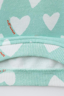 ZARA ТОЛСТОВКА С ПРИНТОМ «СЕРДЕЧКИ», БИРЮЗОВЫЙ