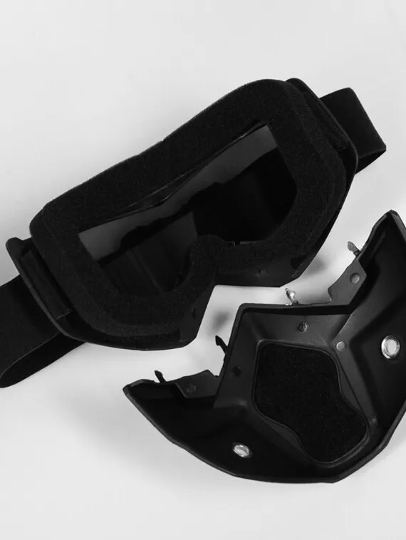 Очки-маска для езды на мототехнике, разборные, стекло с затемнением, черные