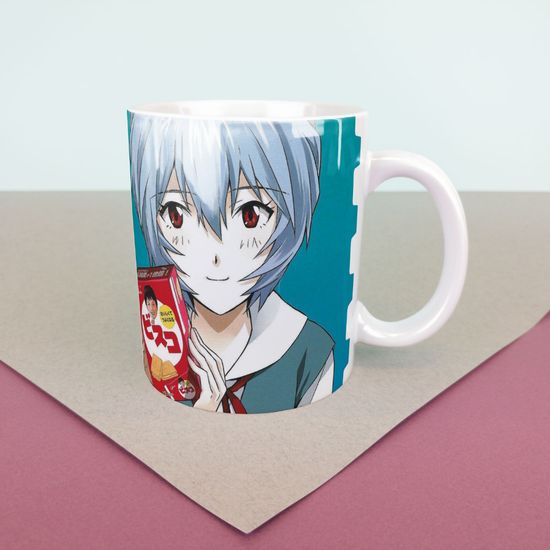 Кружка керамическая объем 330мл, Evangelion "Рей Аянами ", (белая)