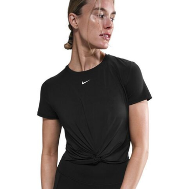 Женская теннисная футболка Nike One Classic Dri-Fit Twist Short Sleeve Top - black/white
