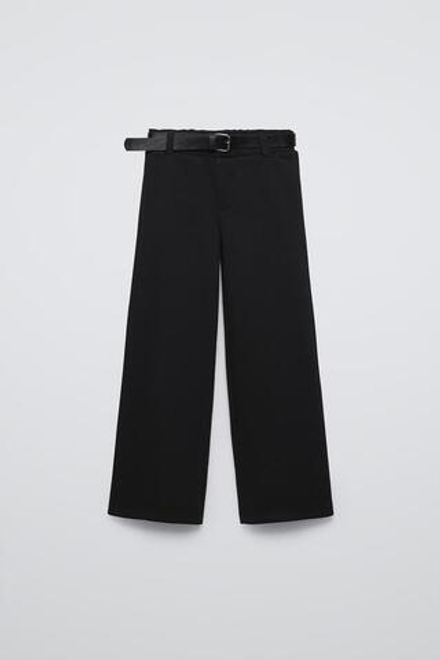 ZARA БРЮКИ ИЗ ТКАНИ ПИКЕ С РЕМНЕМ, ЧЕРНЫЙ