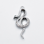 Подвеска Змея, цвет серебро (родий), фианиты, размер 27*12 мм, цена за 1 шт