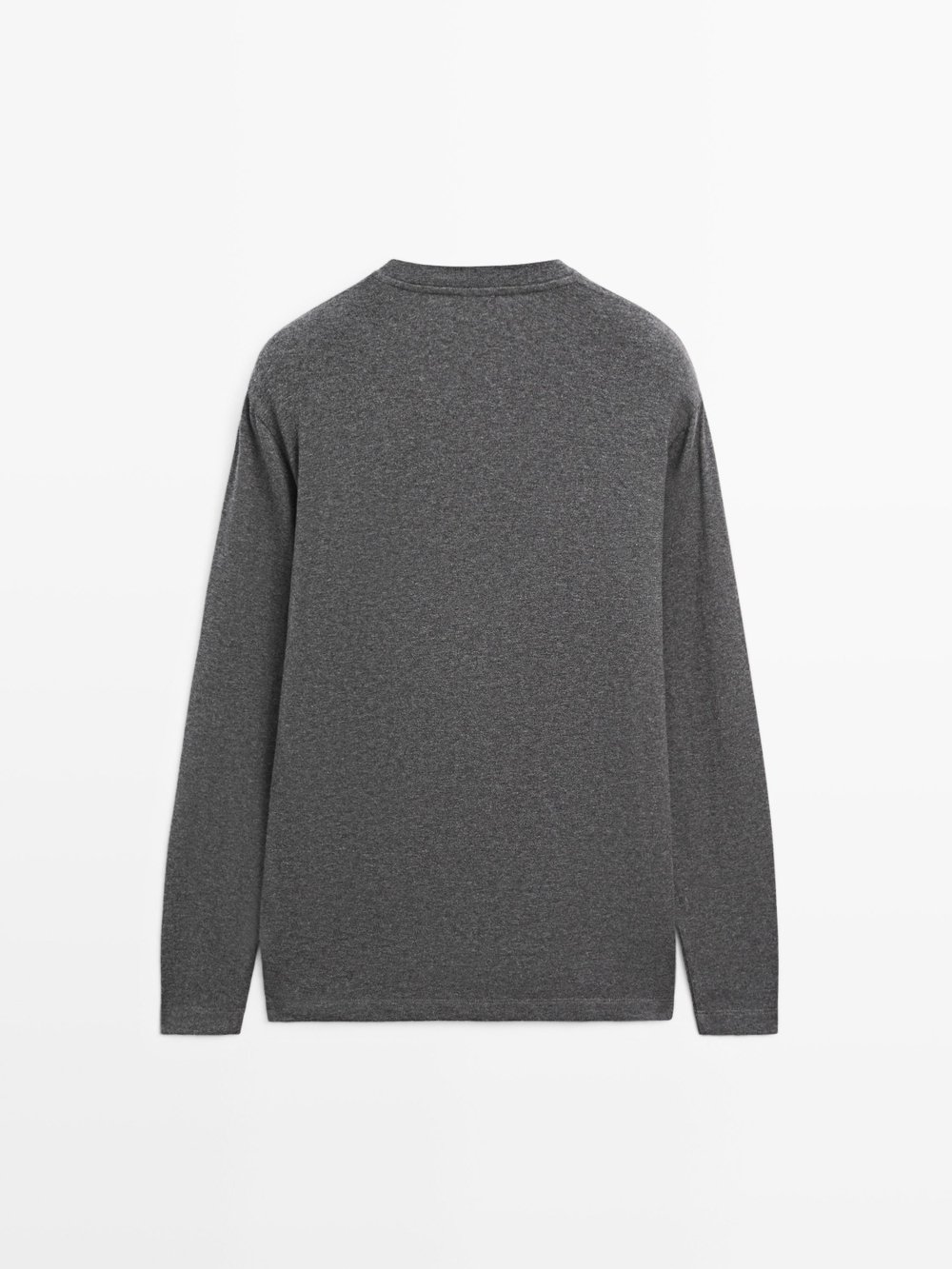 Massimo Dutti Хлопковая футболка с длинными рукавами, серый меланж