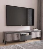 Тумба под ТВ №1 Ольга-3 дуб делано серый/сильвер Пэлас