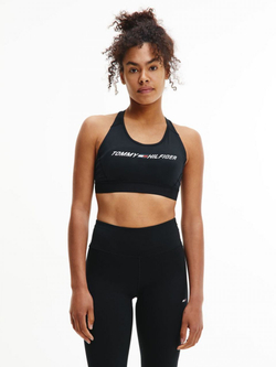 ТОП теннисный Tommy Hilfiger Mid Intensity Graphic Racer Bra - черный