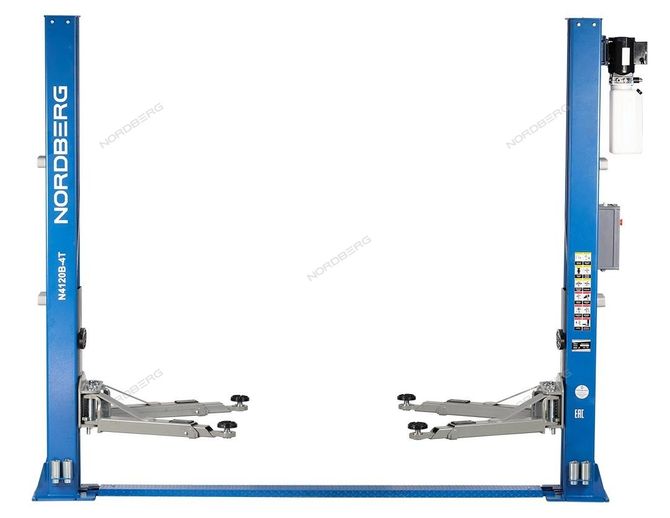 NORDBERG (N4120BE-4B) Подъемник 380V 2х стоечный 4т с электростопорами (синий)