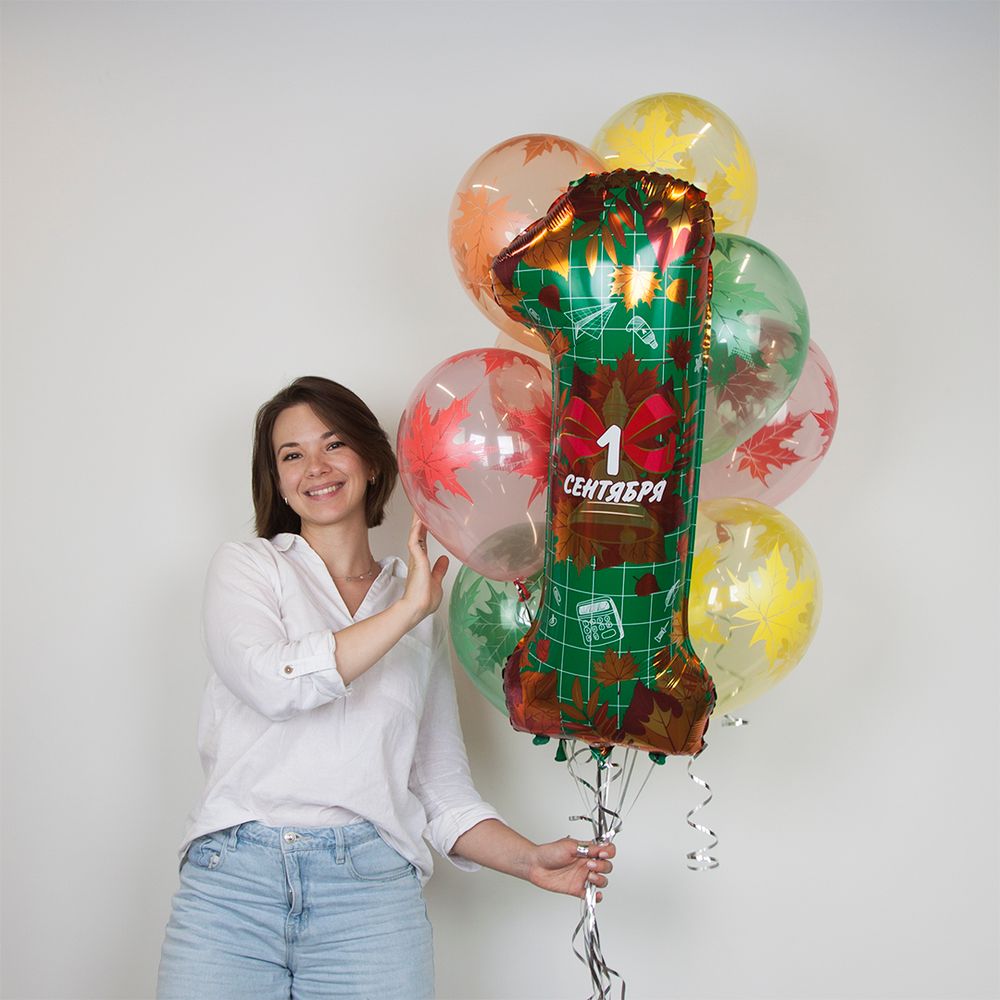 Шар (34"/86 см) Цифра, 1 Сентября, День Знаний, 1 шт. в упак.