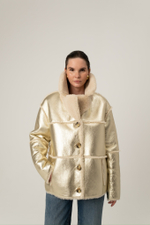 Двусторонняя золотая шуба-дублёнка