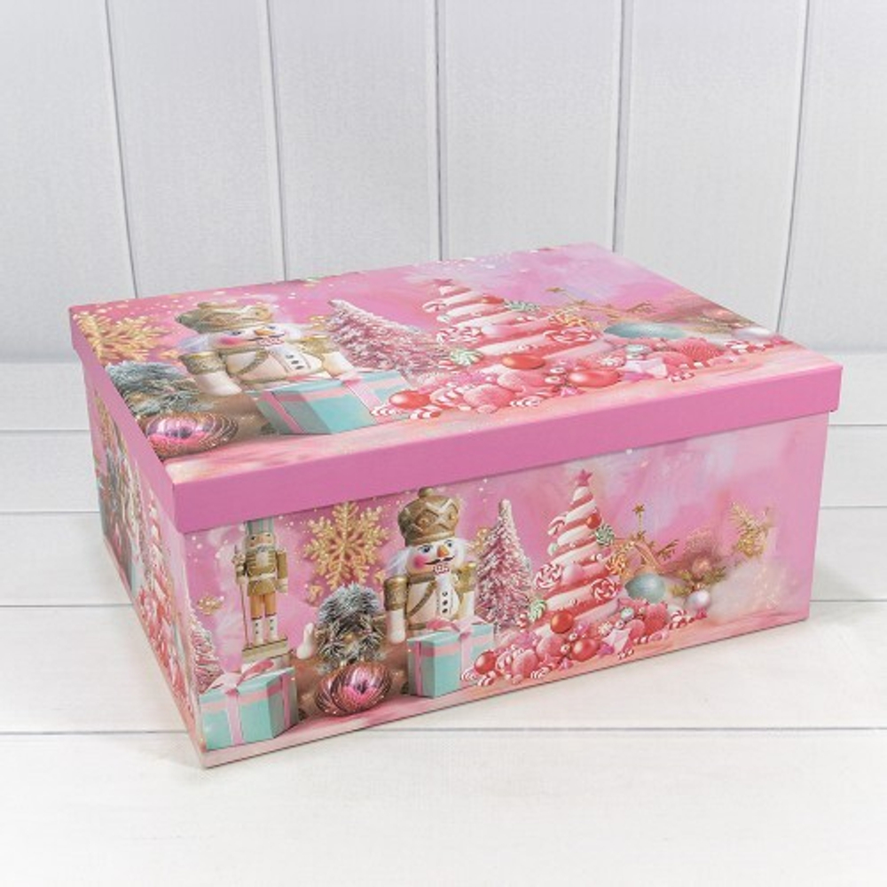 Коробка 37.5 х 29 х 16 см Набор 10 шт "Новый год" (Розовый)