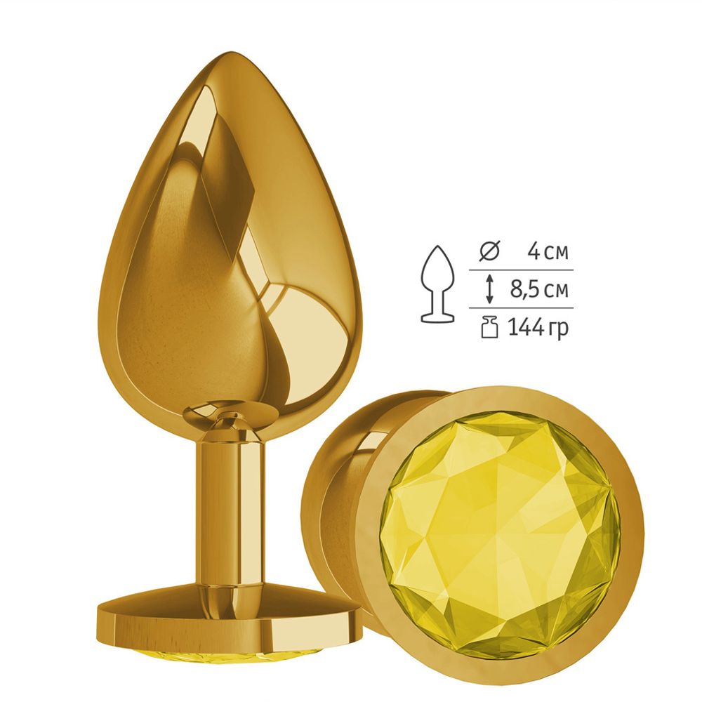 530-11 YELLOW-DD / Анальная втулка Gold с Желтым кристаллом большая