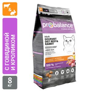Сухой корм ProBalance Gourmet Diet для взрослых кошек с говядиной и кроликом