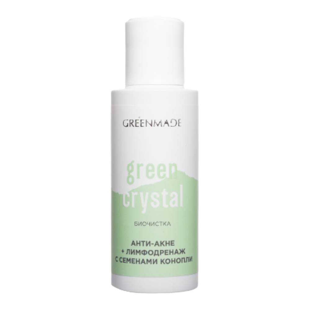 БИОЧИСТКА GREEN CRYSTAL  АНТИ-АКНЕ + ЛИМФОДРЕНАЖ С СЕМЕНАМИ КОНОПЛИ, 60гр (Greenmade)